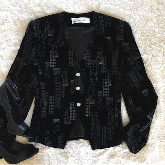 Lillie Rubin • rare vintage crystal holiday blazer - Picture 1 of 8